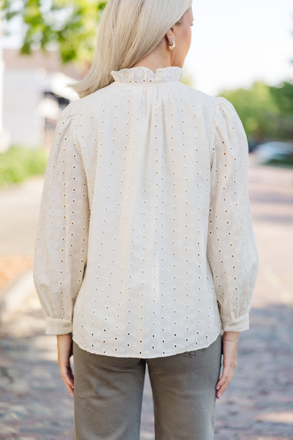 It's All True Natural White Eyelet Blouse