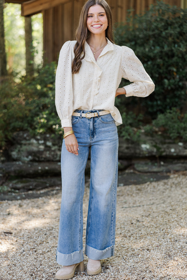 It's All True Natural White Eyelet Blouse