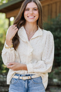 It's All True Natural White Eyelet Blouse