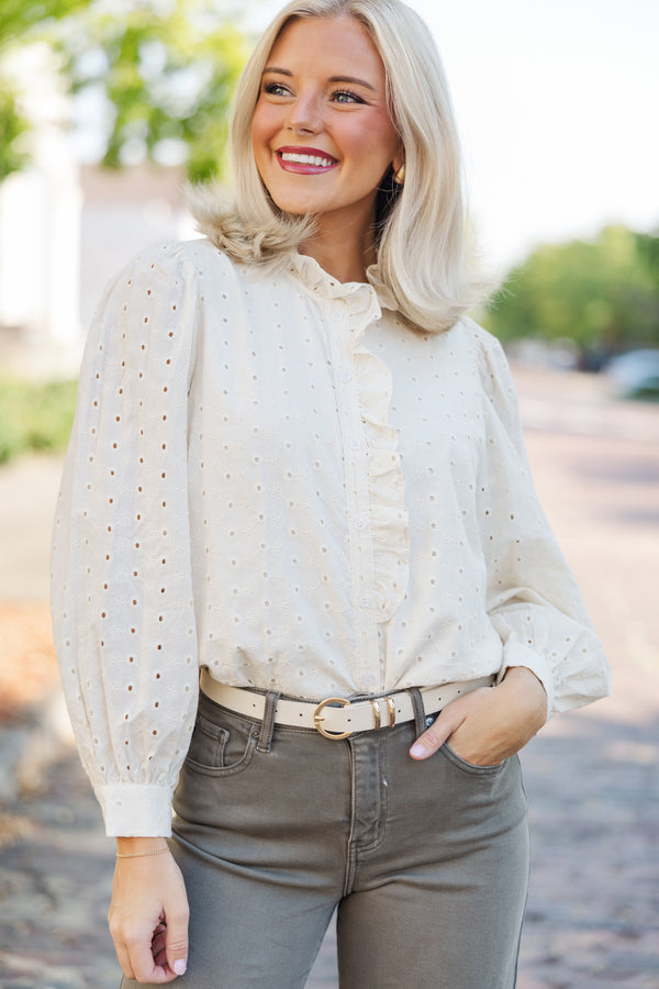 It's All True Natural White Eyelet Blouse