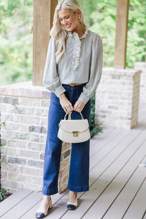 Feeling Feminine Navy Blue Striped Blouse