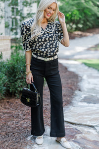 In Your Thoughts Black Floral Blouse