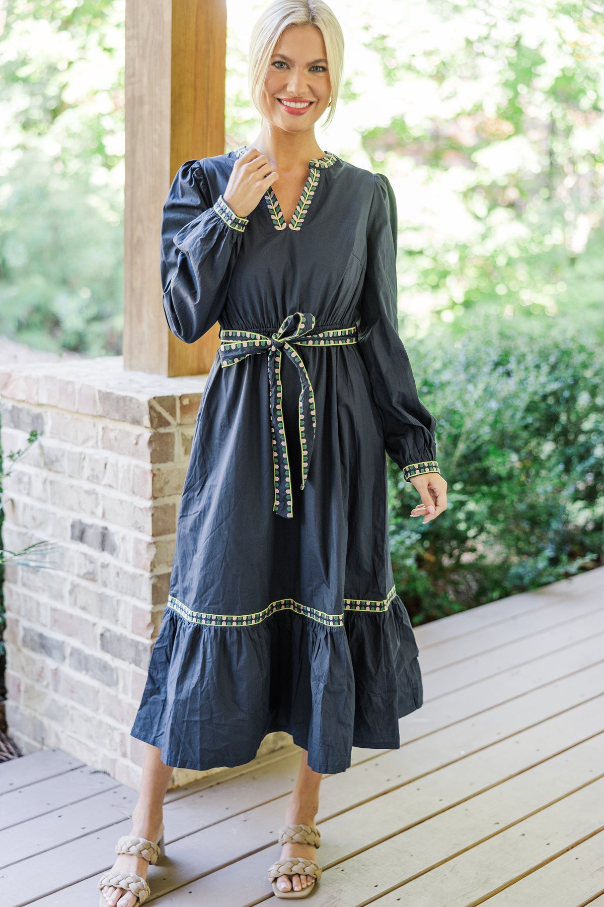 Take The Day Navy Blue Embroidered Midi Dress – Shop the Mint