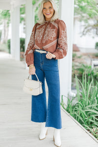 Western Discovories Mocha Brown Embroidered Blouse