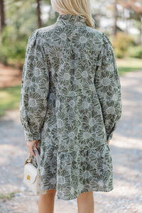 Thoughtful Wishes Olive Green Floral Dress