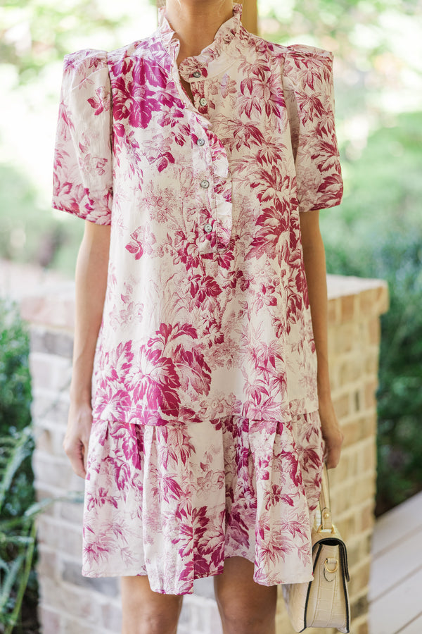 Who You Are Magenta Toile Dress