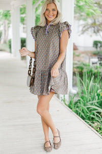 Never Leave You Behind Brown Ditsy Floral Dress