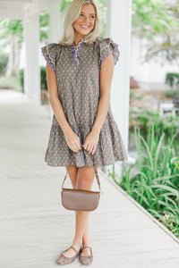 Never Leave You Behind Brown Ditsy Floral Dress