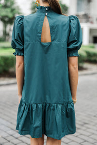 Somewhere Out There Hunter Green Ruffled Dress