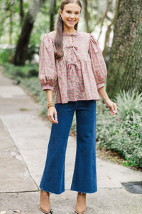 Out In The World Camel Brown Ditsy Floral Blouse