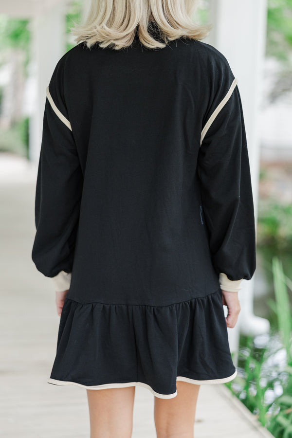 Make It Right Black Half Zip Sweatshirt Dress