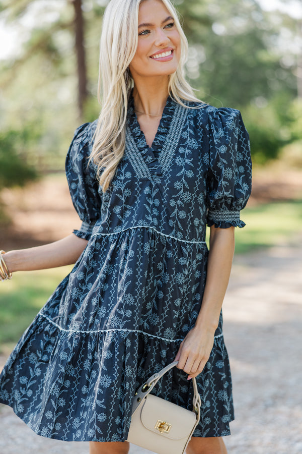 Make A Move Midnight Blue Floral Dress