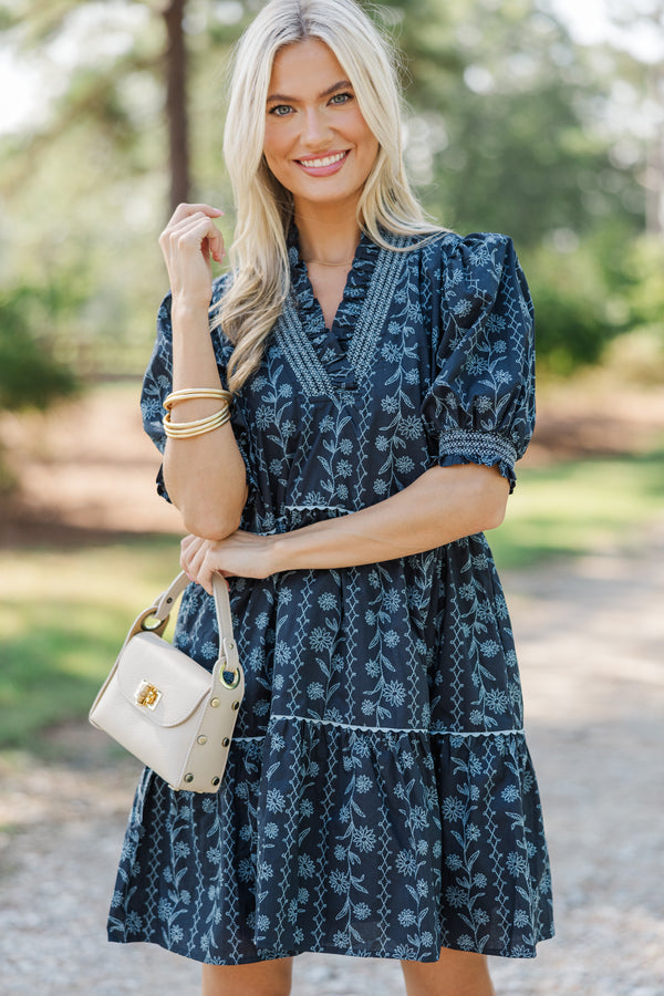 Make A Move Midnight Blue Floral Dress