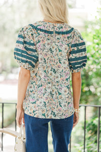 Be A Dear Hunter Green Floral Blouse