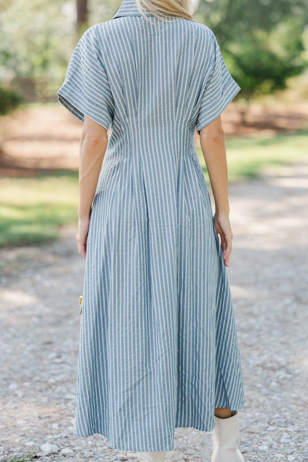 On Your Radar Dusty Olive Striped Midi Dress