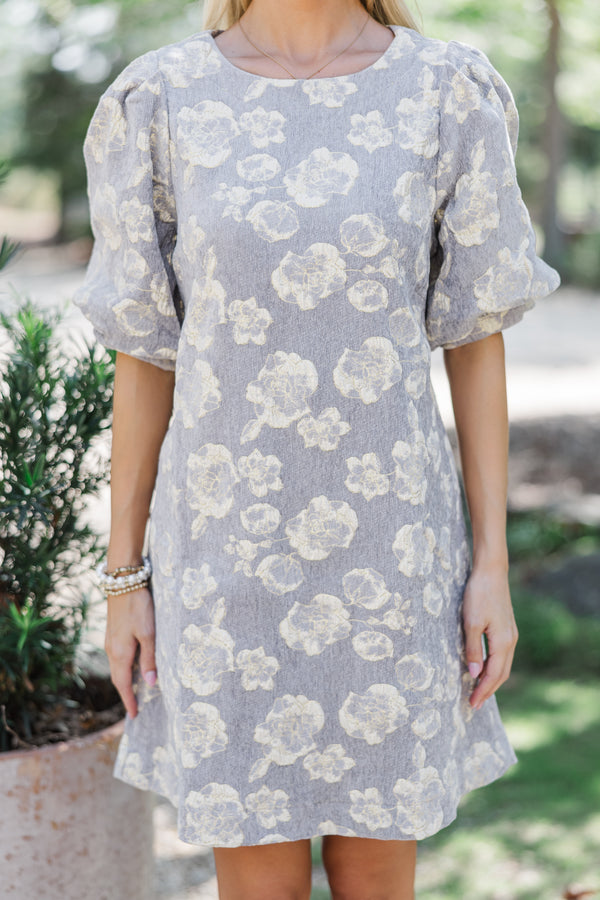 Know What You Want Gray Floral Dress