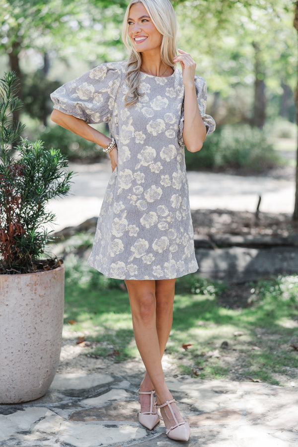 Know What You Want Gray Floral Dress