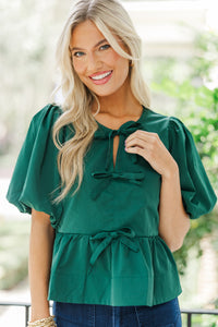 Stay In Your Sights Hunter Green Babydoll Blouse