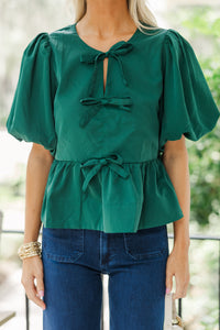 Stay In Your Sights Hunter Green Babydoll Blouse