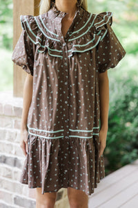 I See You There Brown Bow Printed Dress