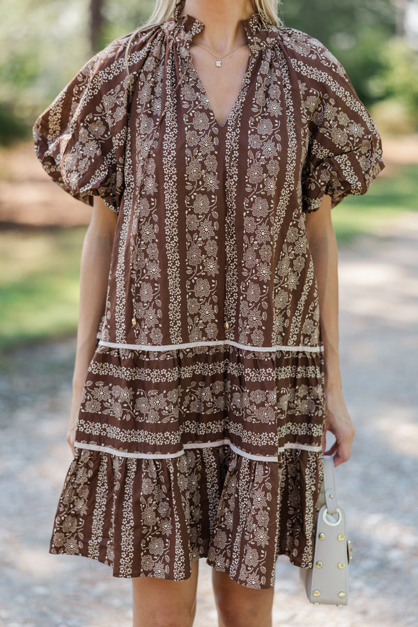 Easy Romance Brown Floral Dress