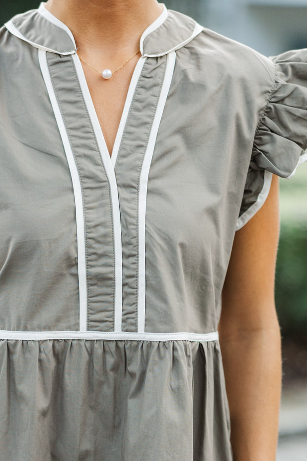 All At Once Olive Green Babydoll Dress