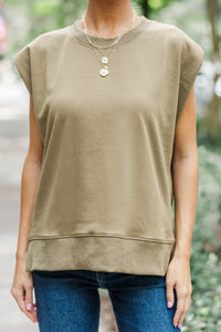 To The Moon Olive Green Top