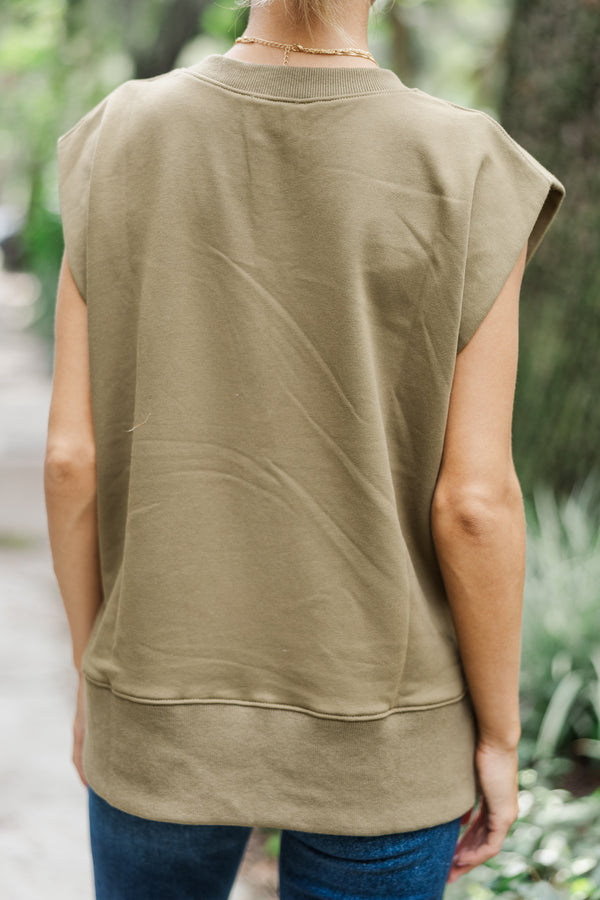 To The Moon Olive Green Top