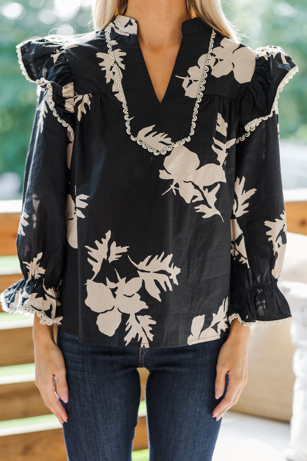 All Your Days Black Floral Blouse