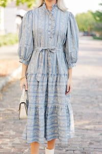 Hold On To Your Dreams Blue Floral Midi Dress