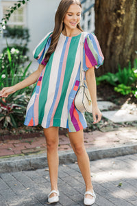 A Moment In Time Denim Blue Striped Dress