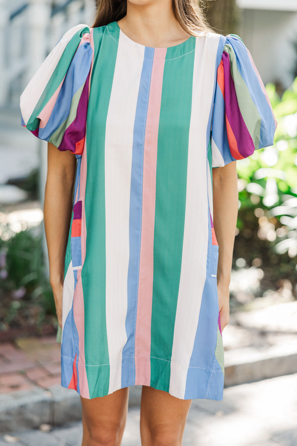 A Moment In Time Denim Blue Striped Dress