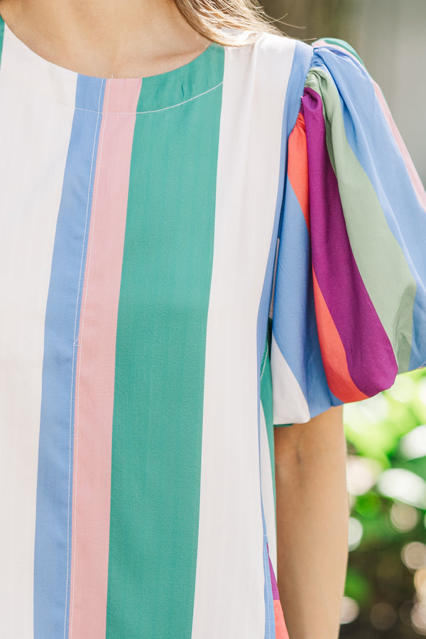 A Moment In Time Denim Blue Striped Dress