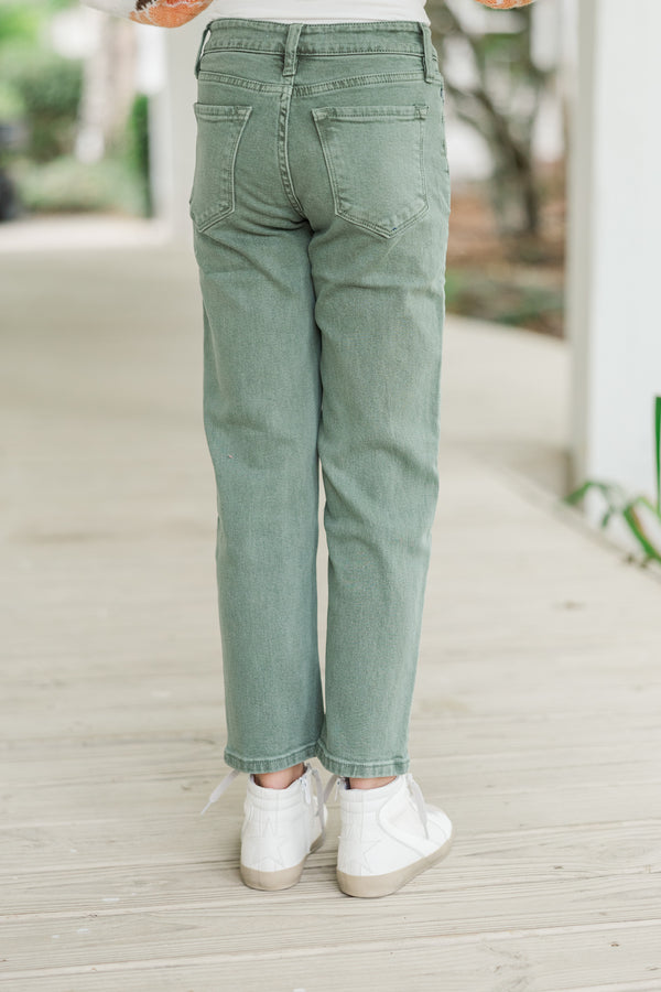 Girls: KanCan Created Joy Olive Straight Leg Jean