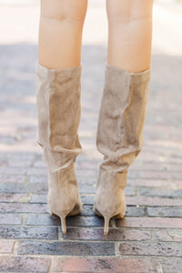 In Your Sights Oatmeal Kitten Heel Boots