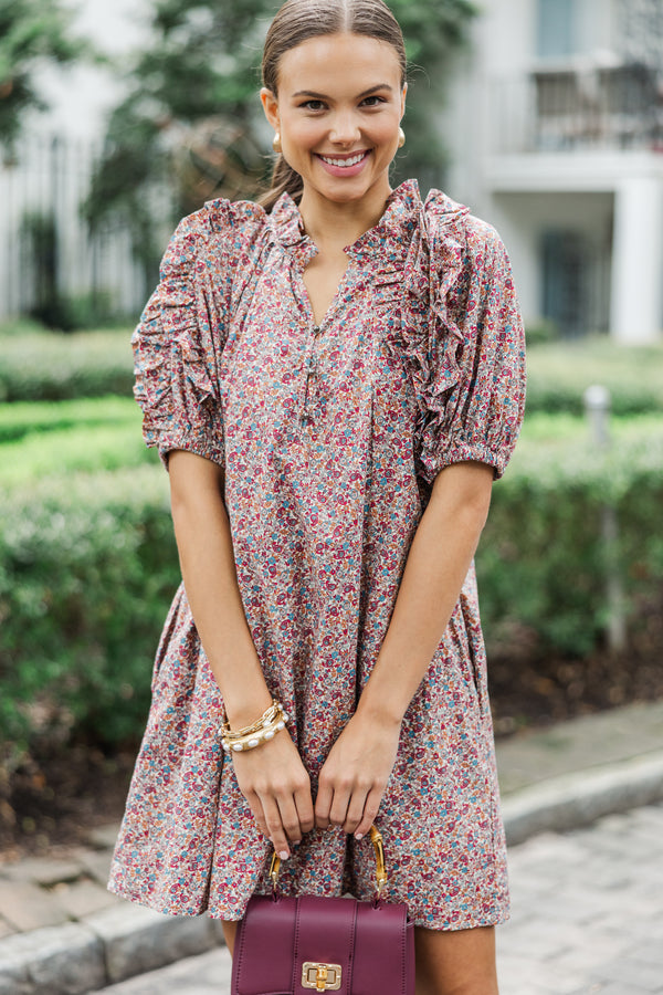 Created Interest Red Ditsy Floral Dress