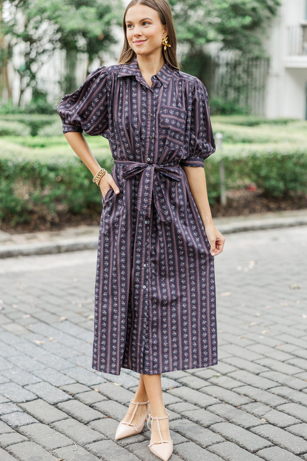 It Was All A Dream Espresso Brown Ditsy Floral Midi Dress – Shop the Mint