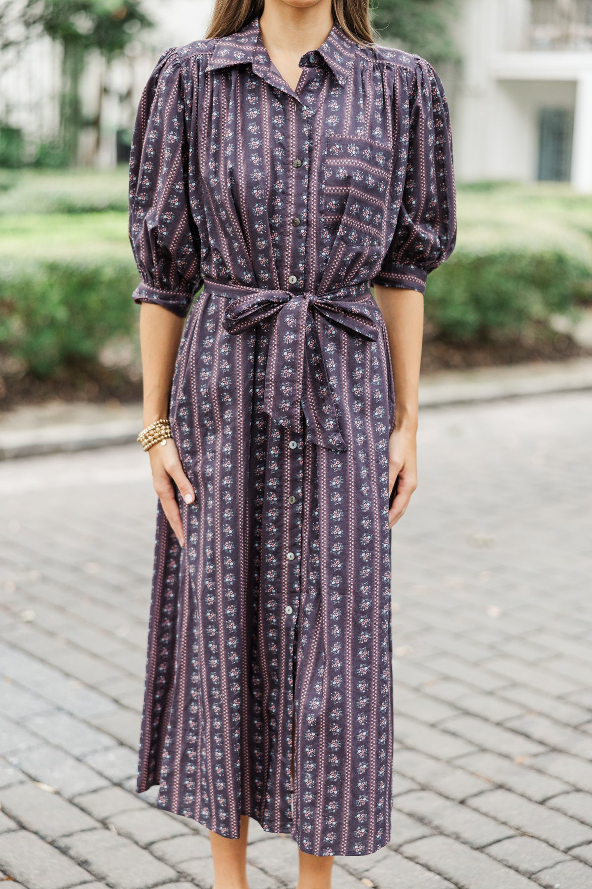 LIVING THE DREAM BROWN WOVEN MIDI DRESS