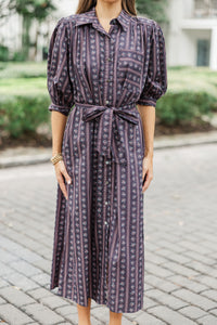 It Was All A Dream Espresso Brown Ditsy Floral Midi Dress