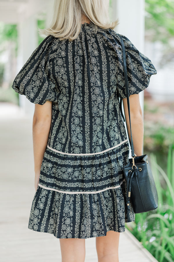 Easy Romance Black Floral Dress