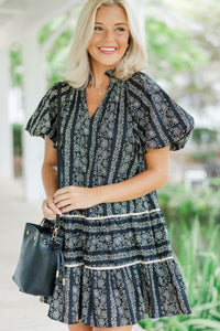 Easy Romance Black Floral Dress