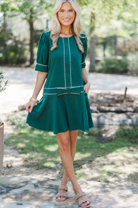 Just For Tonight Hunter Green Scalloped Dress