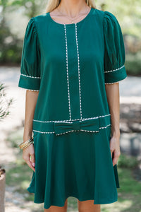 Just For Tonight Hunter Green Scalloped Dress