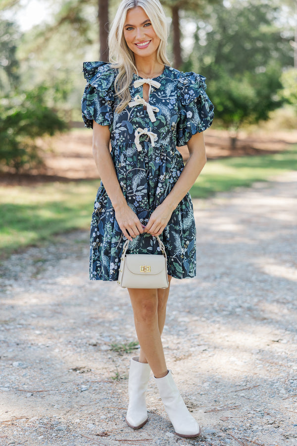 It's In The Wind Indigo Blue Floral Dress