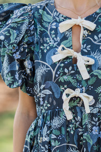 It's In The Wind Indigo Blue Floral Dress