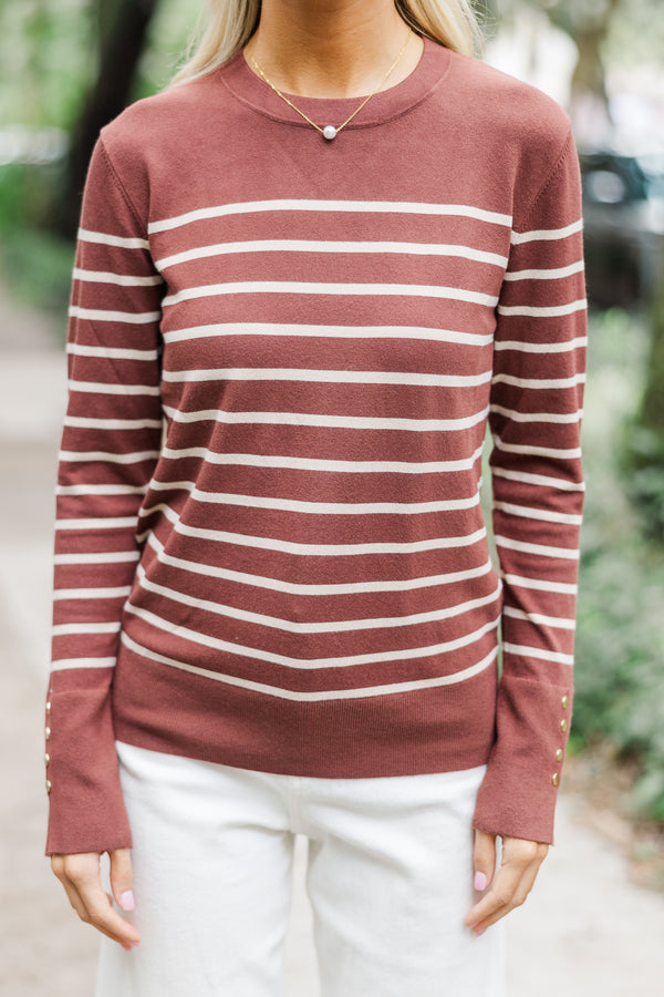 Simple Truth Chocolate Brown Striped Top