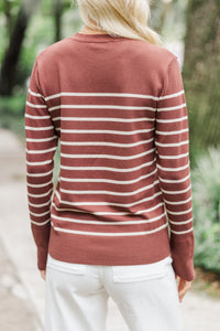 Simple Truth Chocolate Brown Striped Top