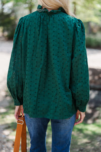 It's All True Pine Green Eyelet Blouse