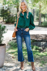 It's All True Pine Green Eyelet Blouse