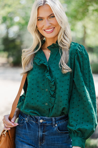 It's All True Pine Green Eyelet Blouse – Shop the Mint